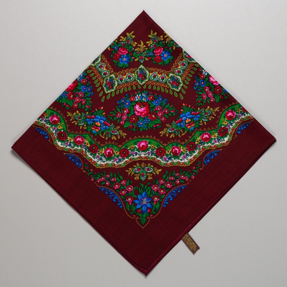 Японська вовняна хустка. Код А1603 75х75см