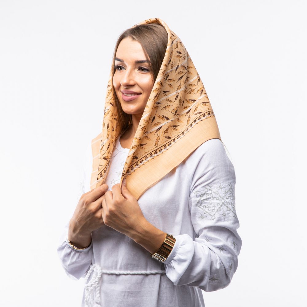 Японська вовняна хустка. Код А1301 75х75см