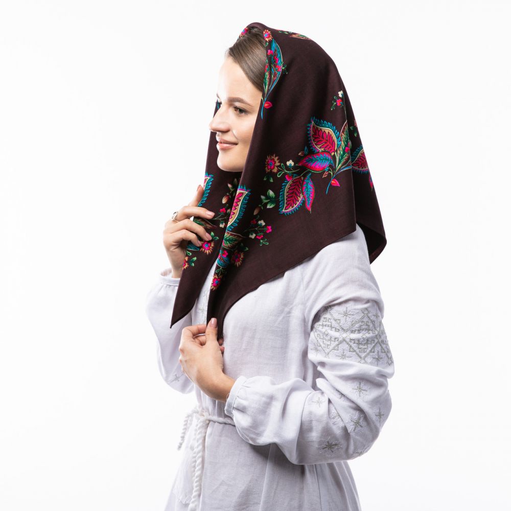 Японська вовняна хустка. Код А14903 75х75см