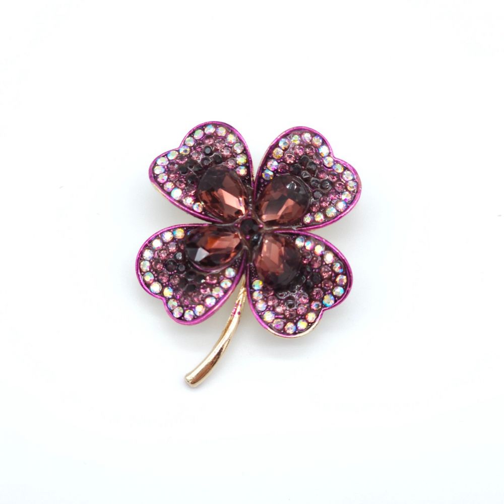 Брошка конюшина 45х35мм бузкова