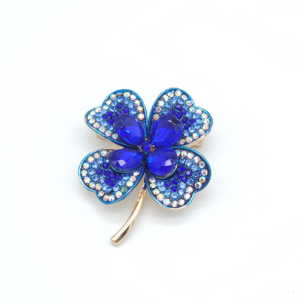 Брошка конюшина 45х35мм синя