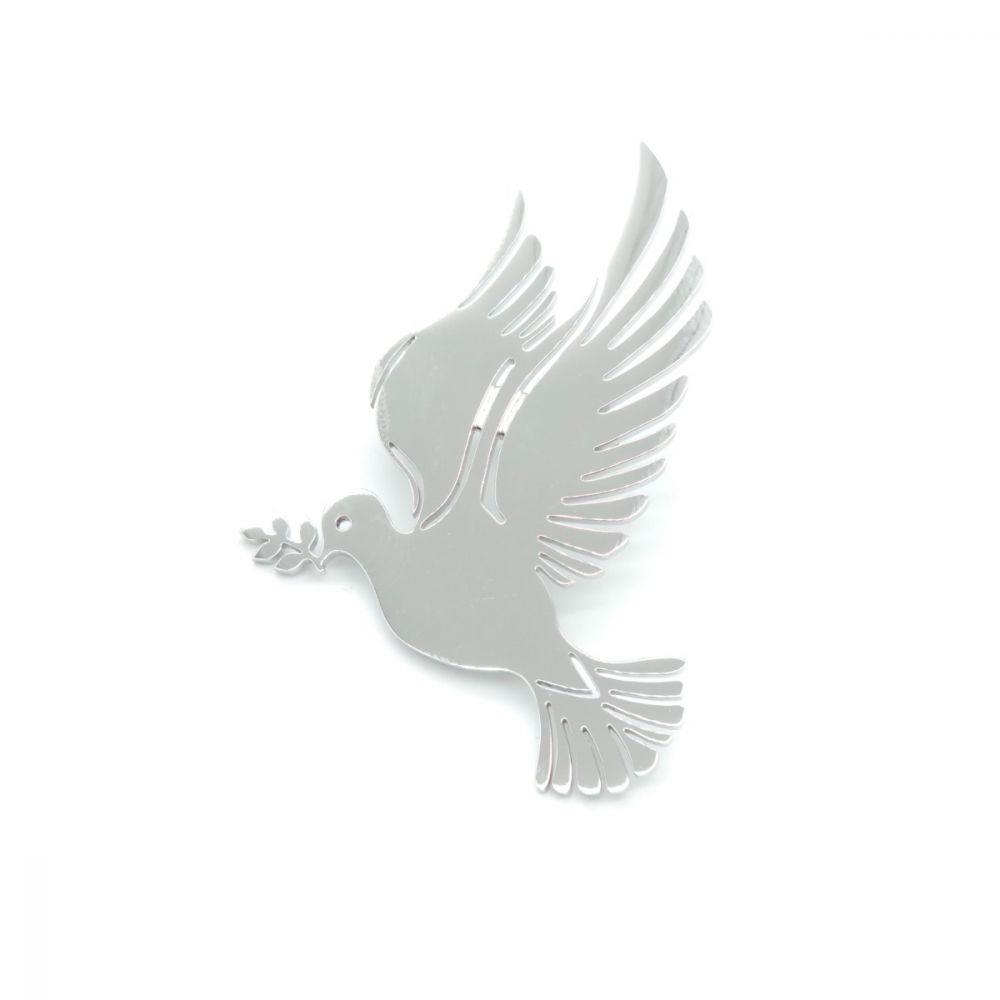 Брошка сріблястий голуб 50х40мм
