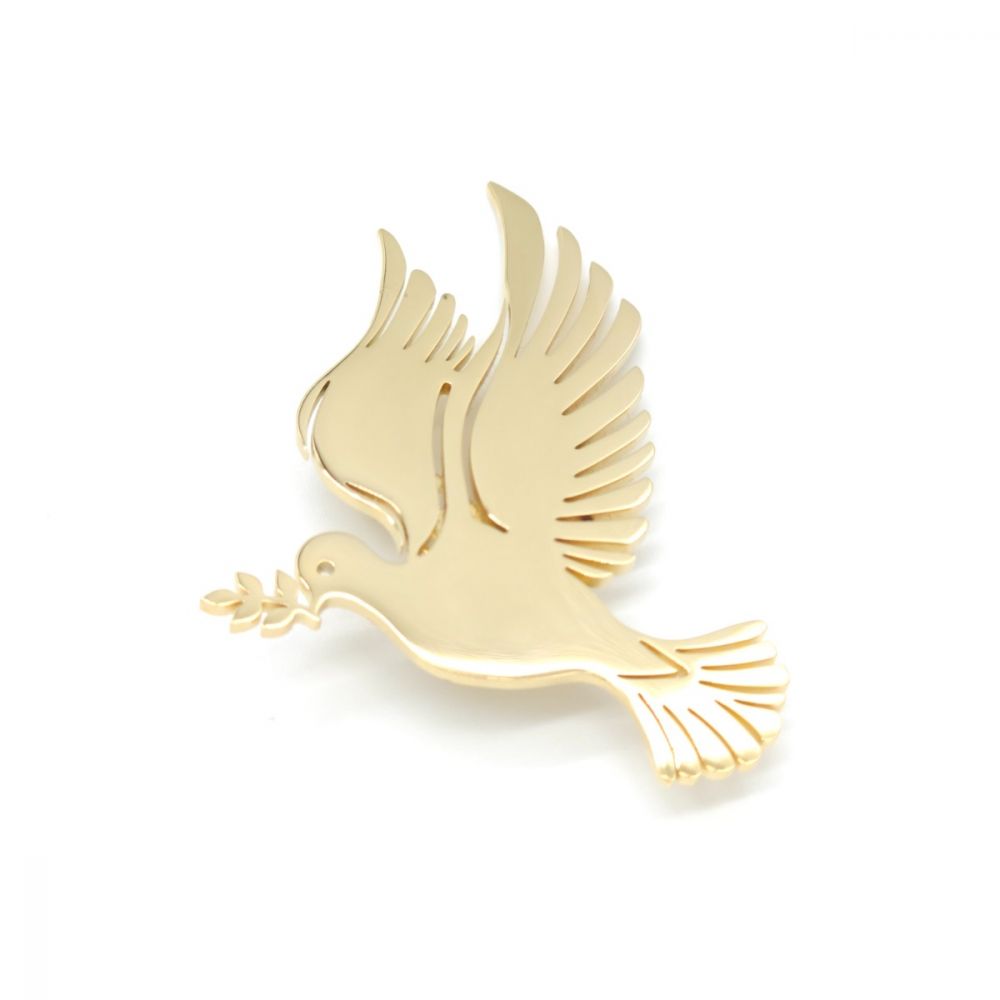 Брошка золотистий голуб 50х40мм