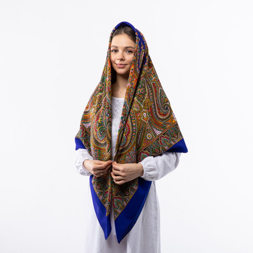 Японська вовняна хустина. Код - А31307 140х140см