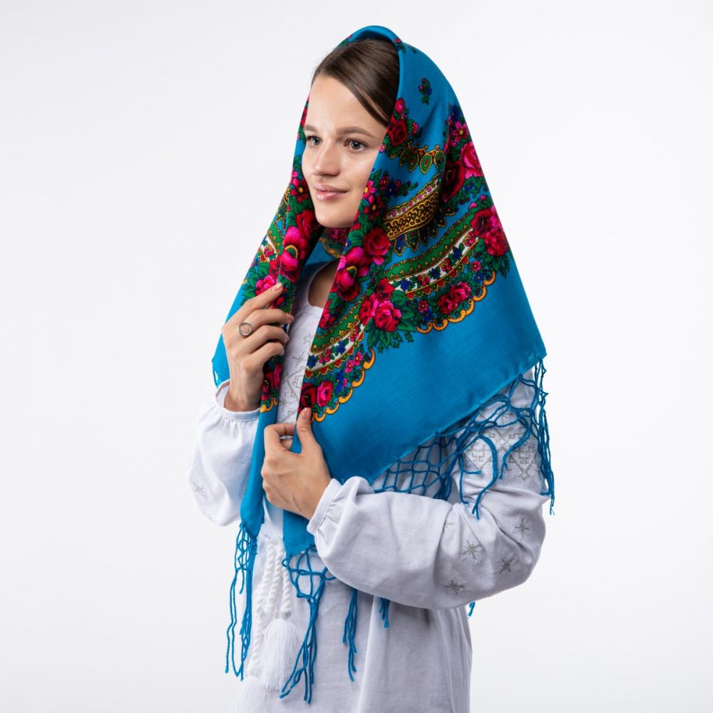 Хустка з тороками 90х90см Блакитна