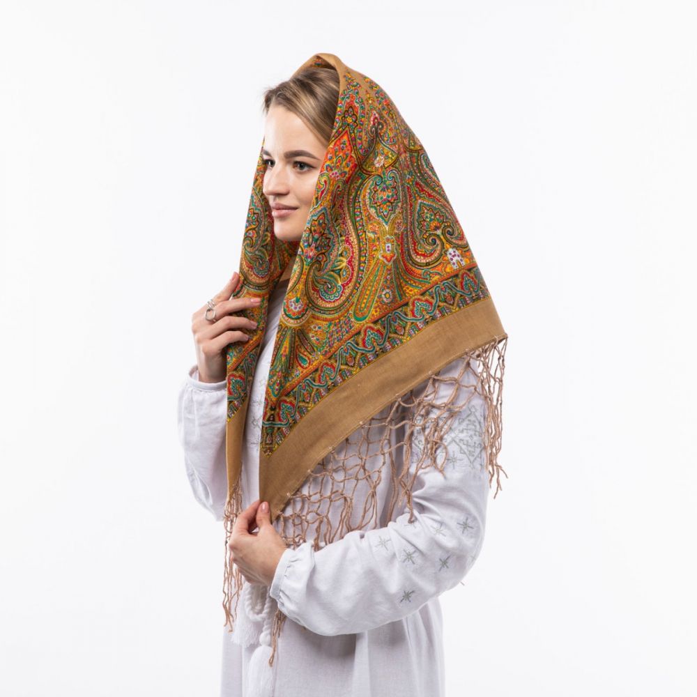 Хустка з тороками 90х90см Кавова