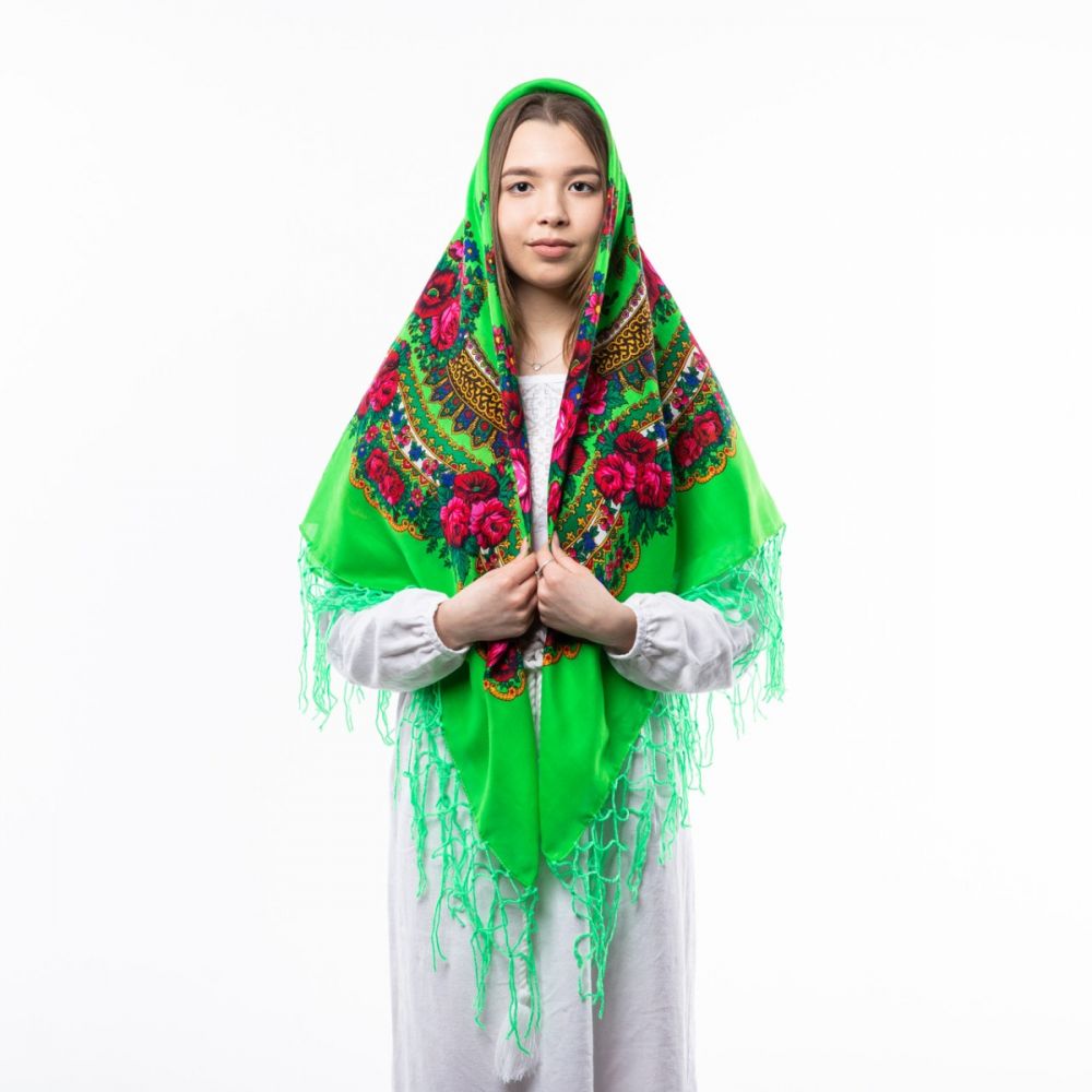 Хустка з тороками 120х120см Салатова