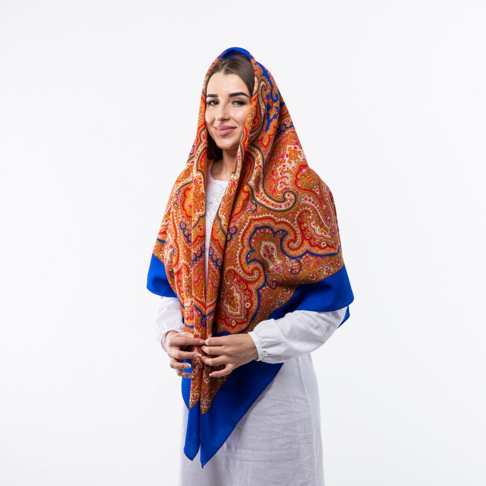 Японська вовняна хустина. Код - А31319 140х140см