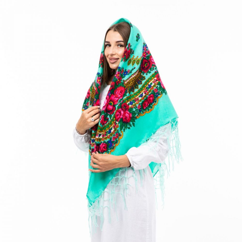 Хустка з тороками 120х120см М'ятна