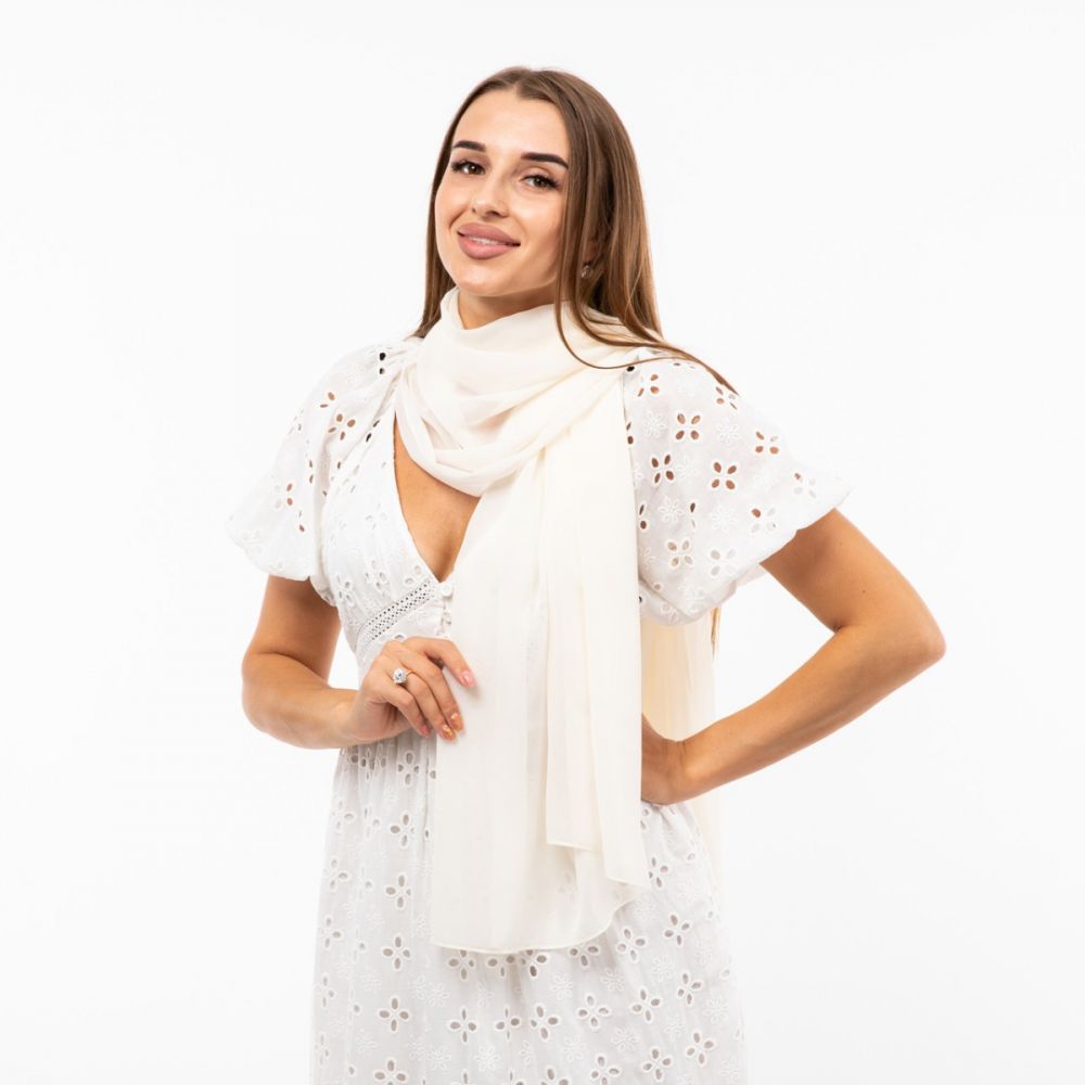 Шарф шифоновий однотонний 180х70см Молочний