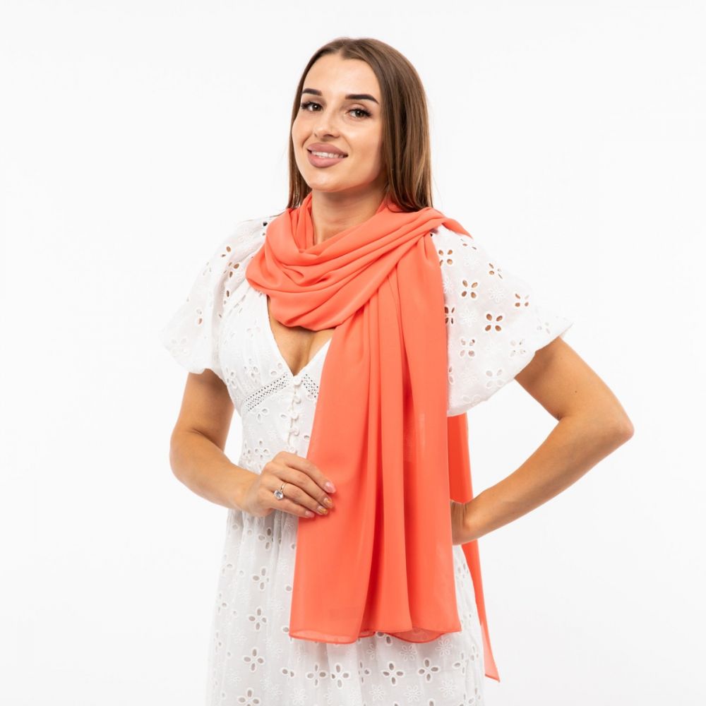 Шарф шифоновий однотонний 180х70см Помаранчевий