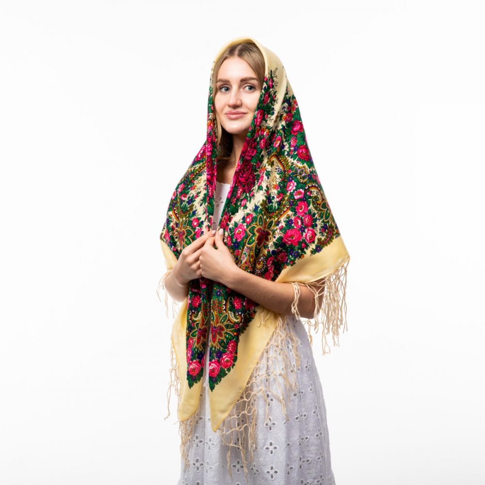 Хустка з тороками 120х120см Кремова