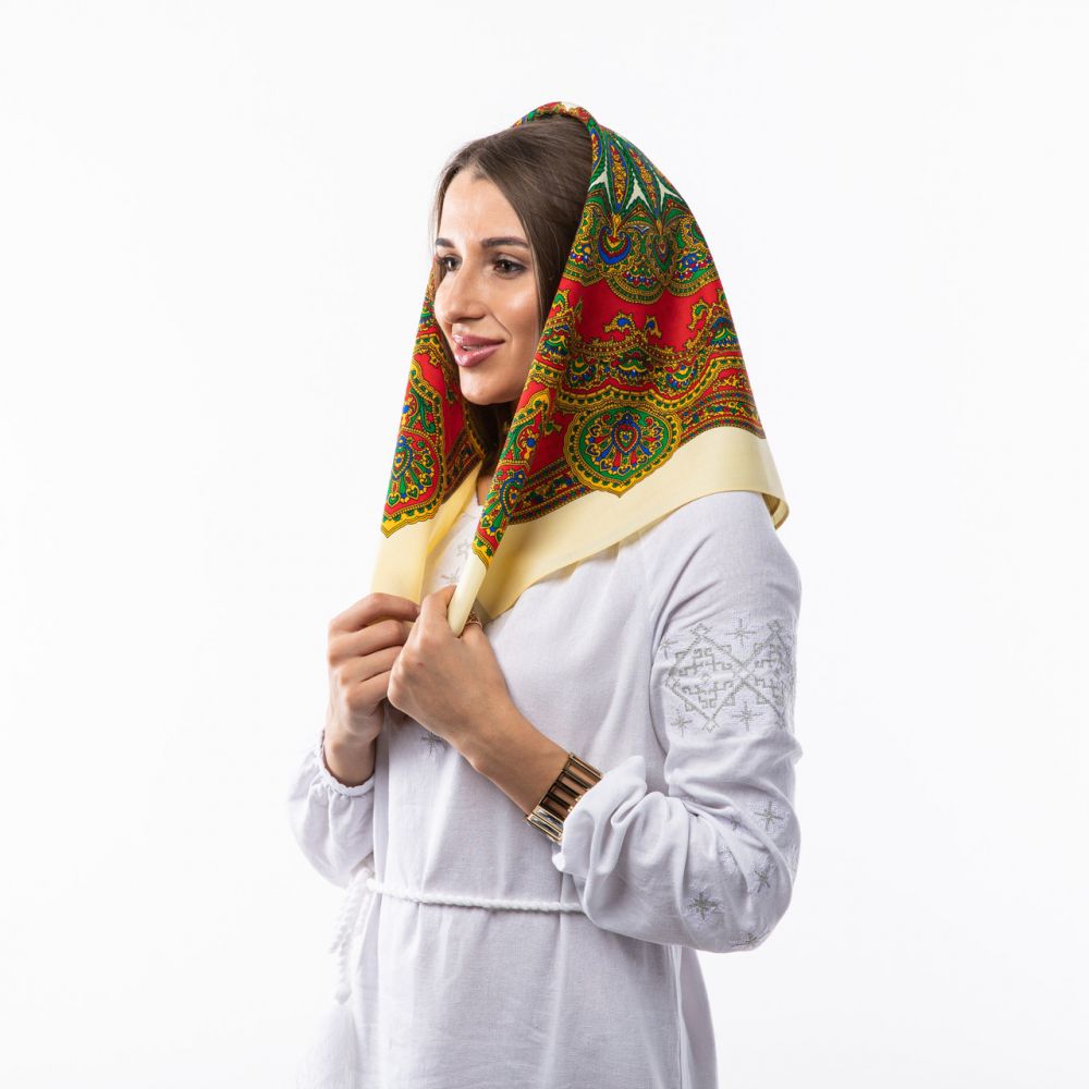 Японська вовняна хустка. Код А1801 75х75см