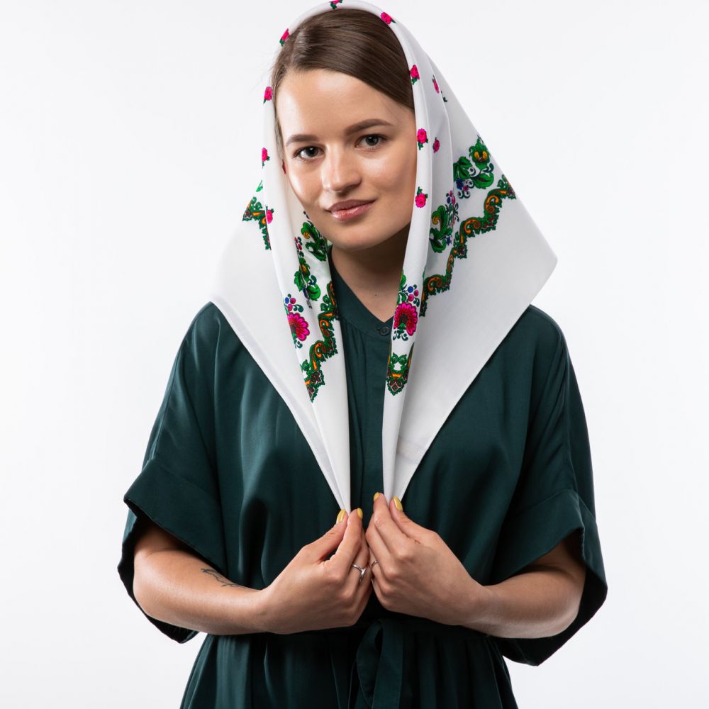 Японська вовняна хустка. Код А11803 75х75см