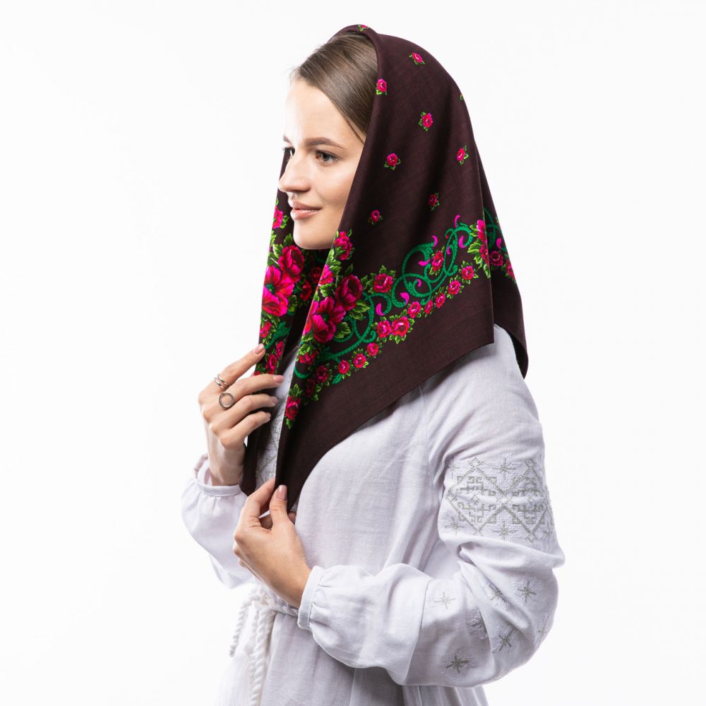 Японська вовняна хустка. Код А15101 75х75см