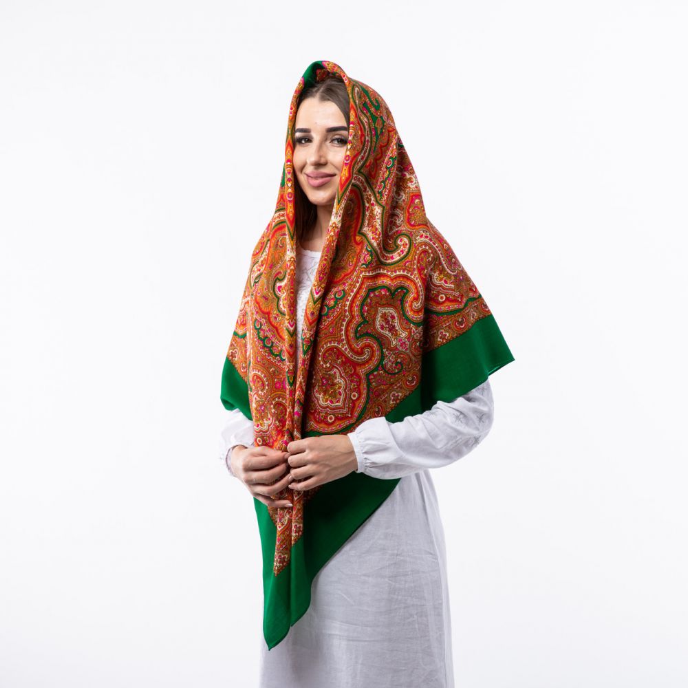 Японська вовняна хустина. Код - А31323 140х140см