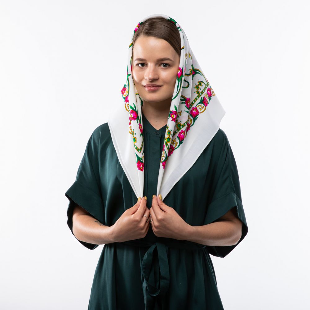 Японська вовняна хустка. Код А1704 75х75см