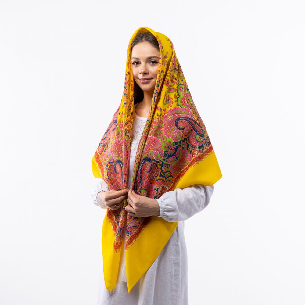 Японська вовняна хустина. Код - А31106 140х140см