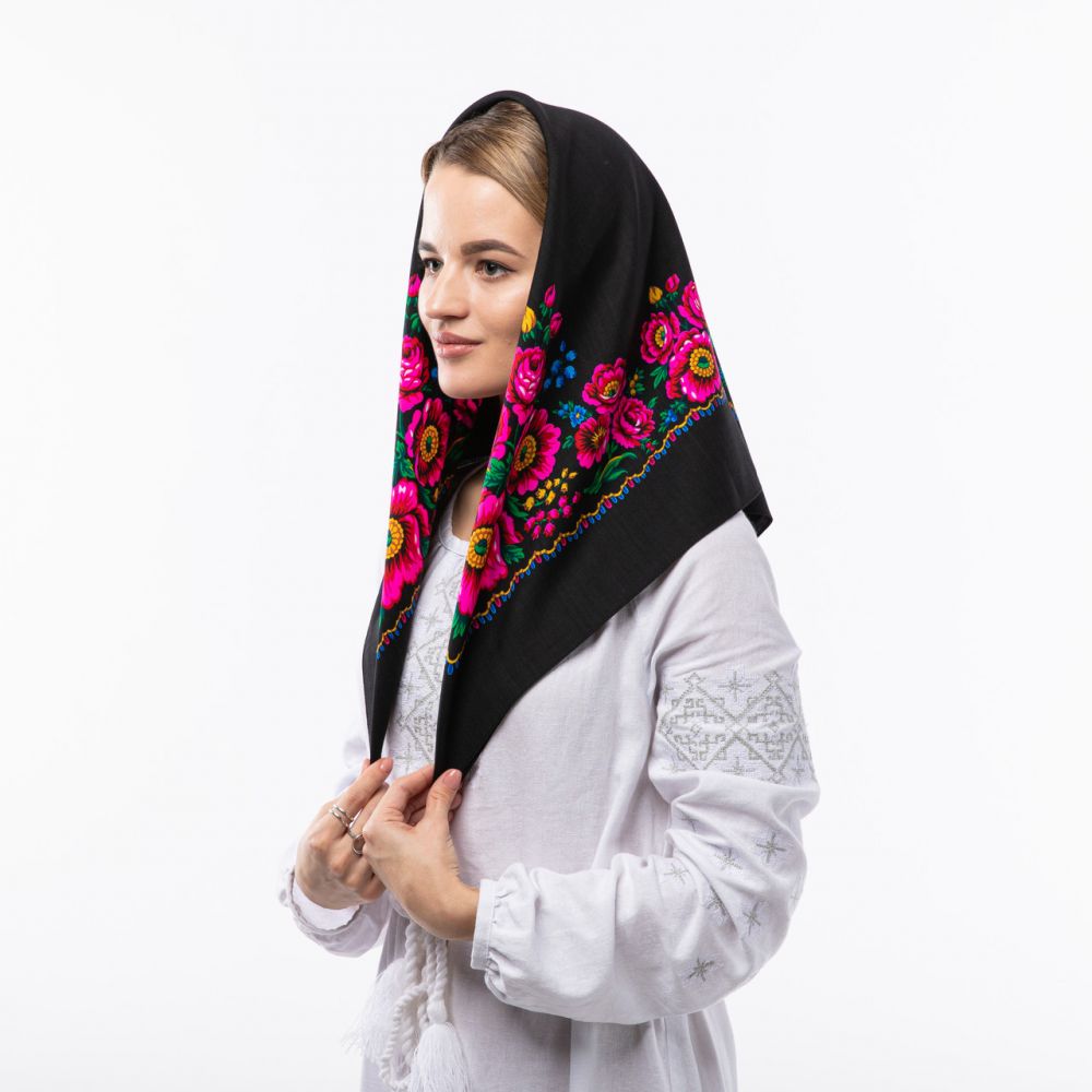 Японська вовняна хустка. Код - А15704 75х75см