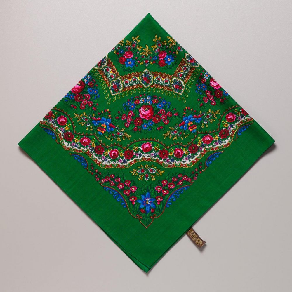 Японська вовняна хустка. Код А1602 75х75см