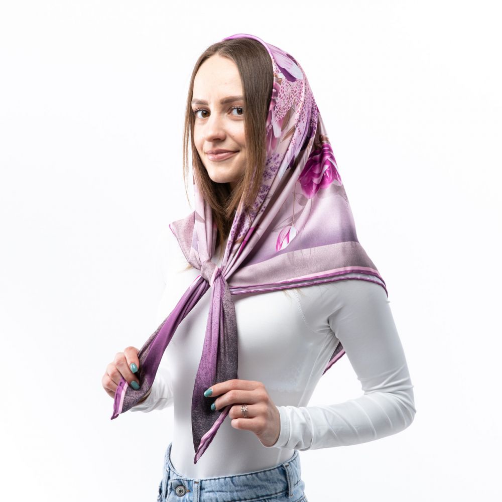 Хустка атласна. Модель: Н969 90х90см Туреччина