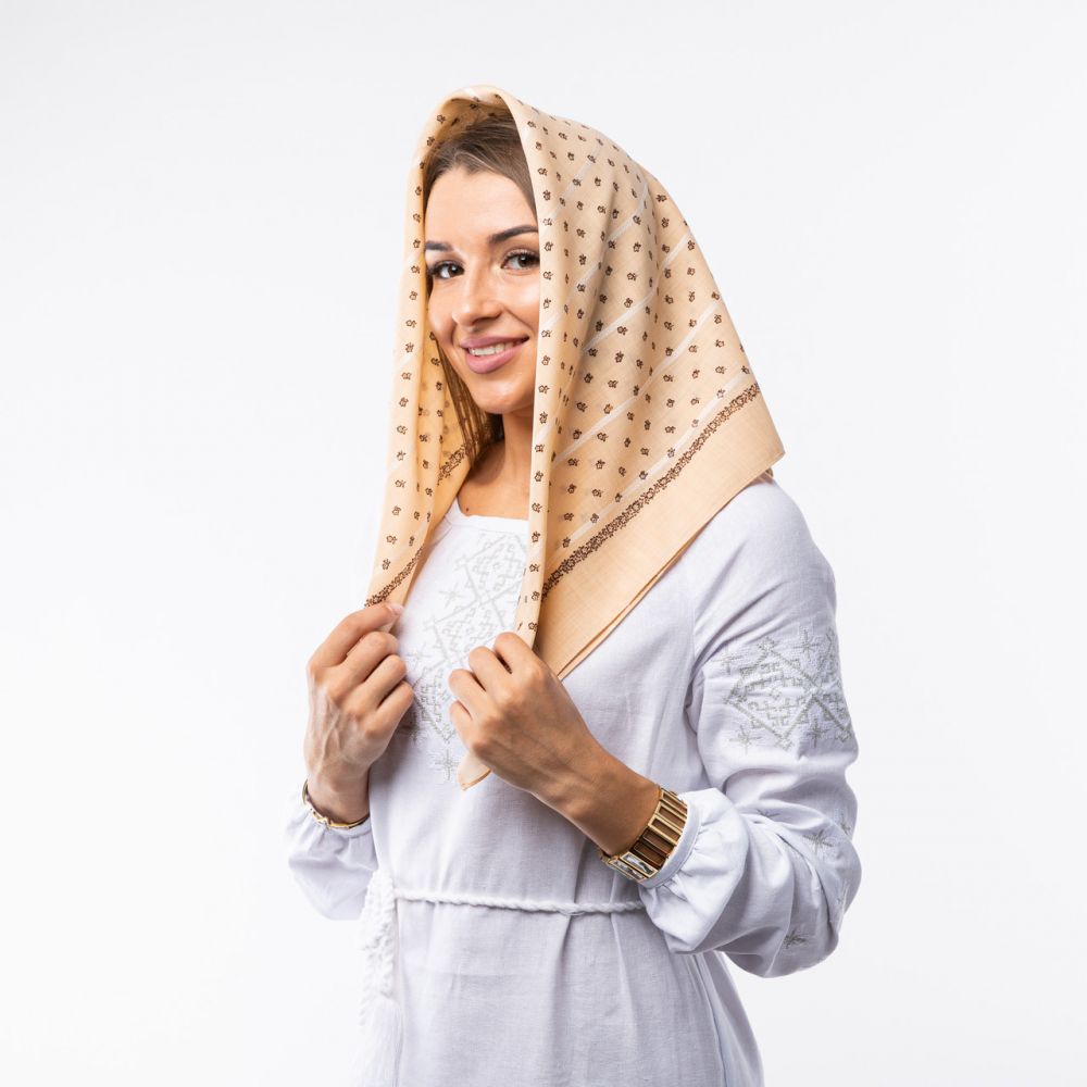 Японська вовняна хустка. Код А1102 75х75см