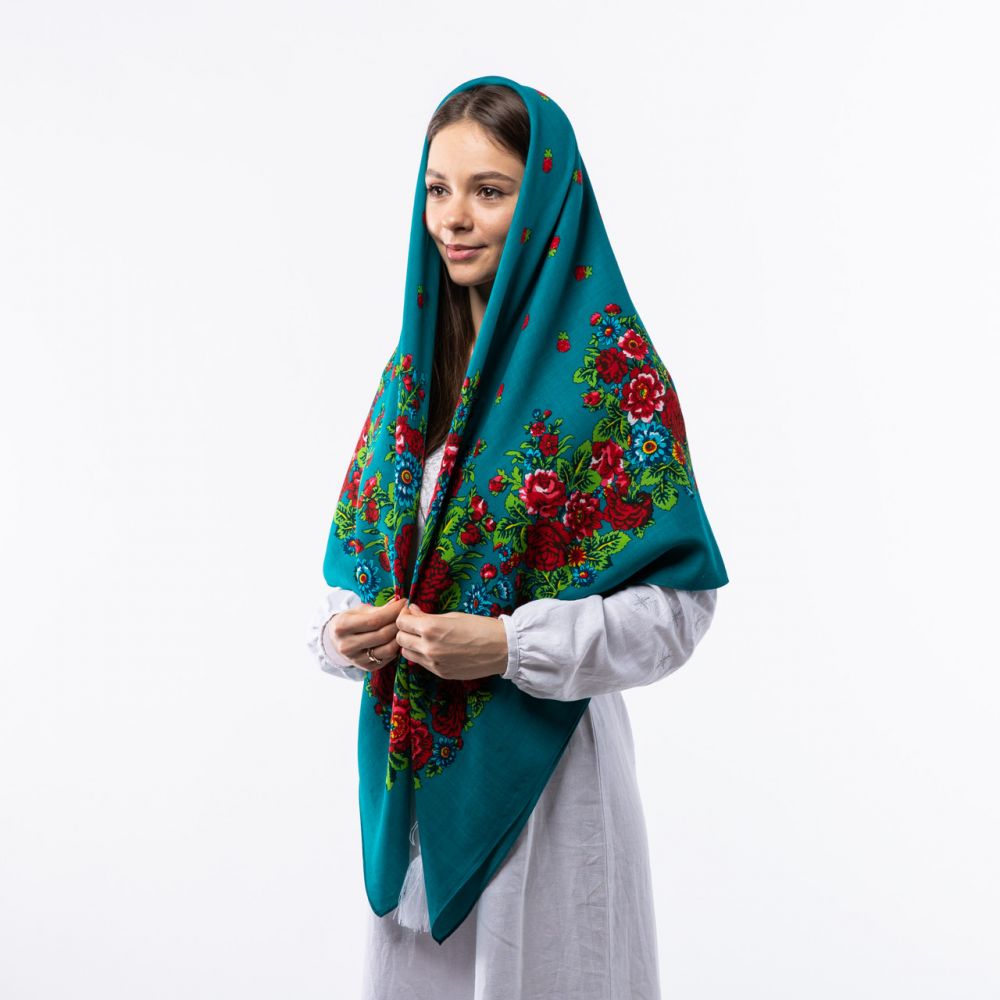 Японська вовняна хустина. Код - А31301 140х140см