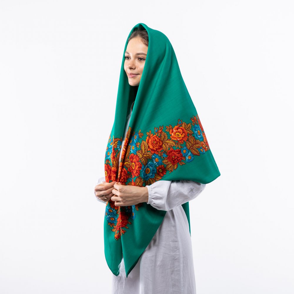 Японська вовняна хустина. Код - А31204 140х140см