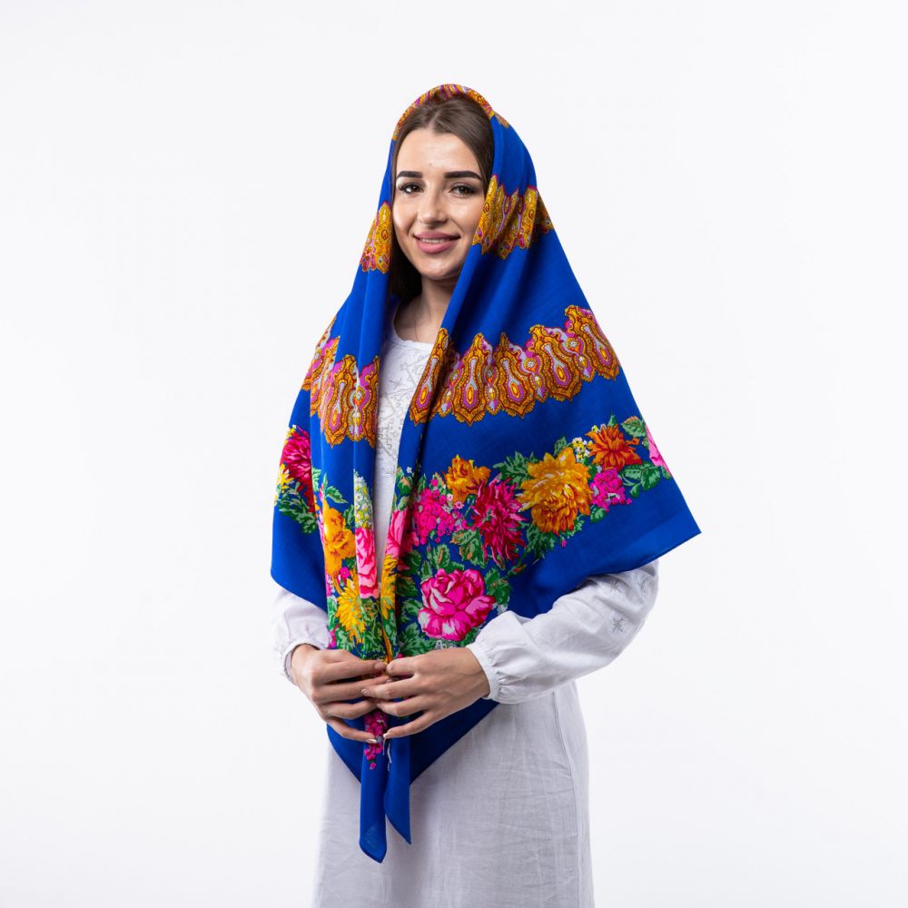 Японська вовняна хустина. Код - А31313 140х140см