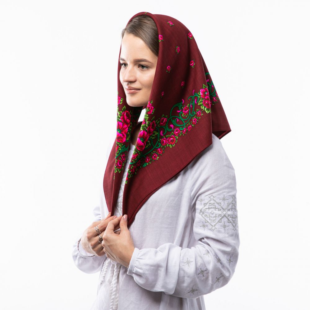 Японська вовняна хустка. Код А15103 75х75см