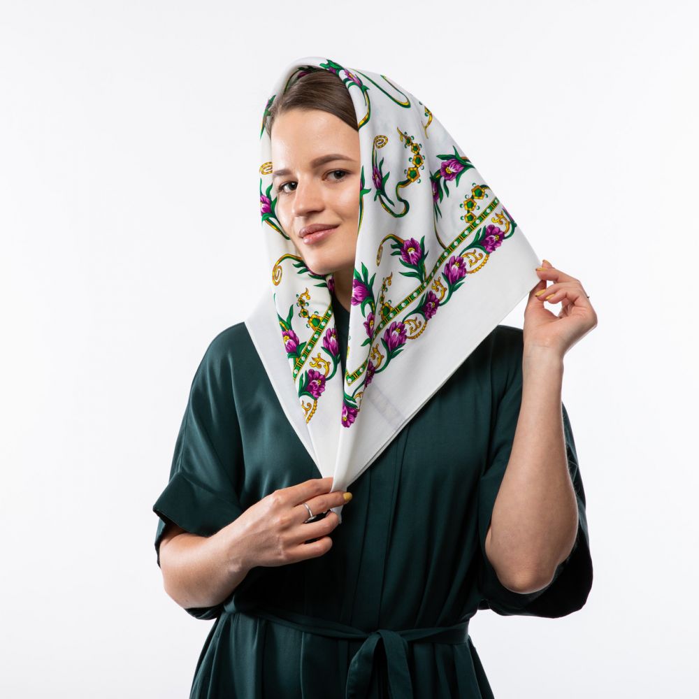 Японська вовняна хустка. Код А1703 75х75см