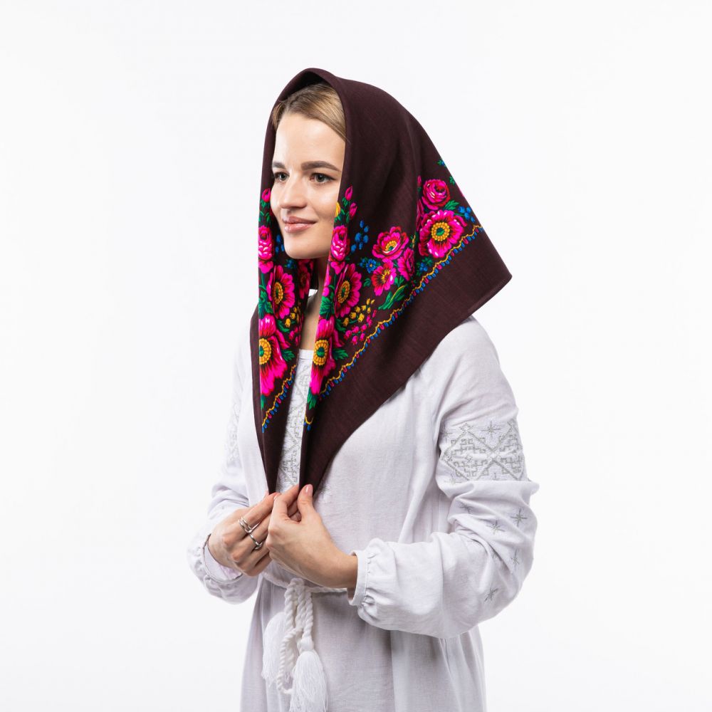 Японська вовняна хустка. Код - А15703 75х75см