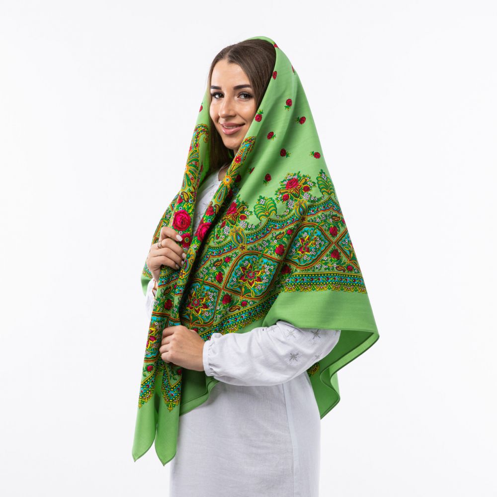 Японська вовняна хустка. Код - А3501 140х140см