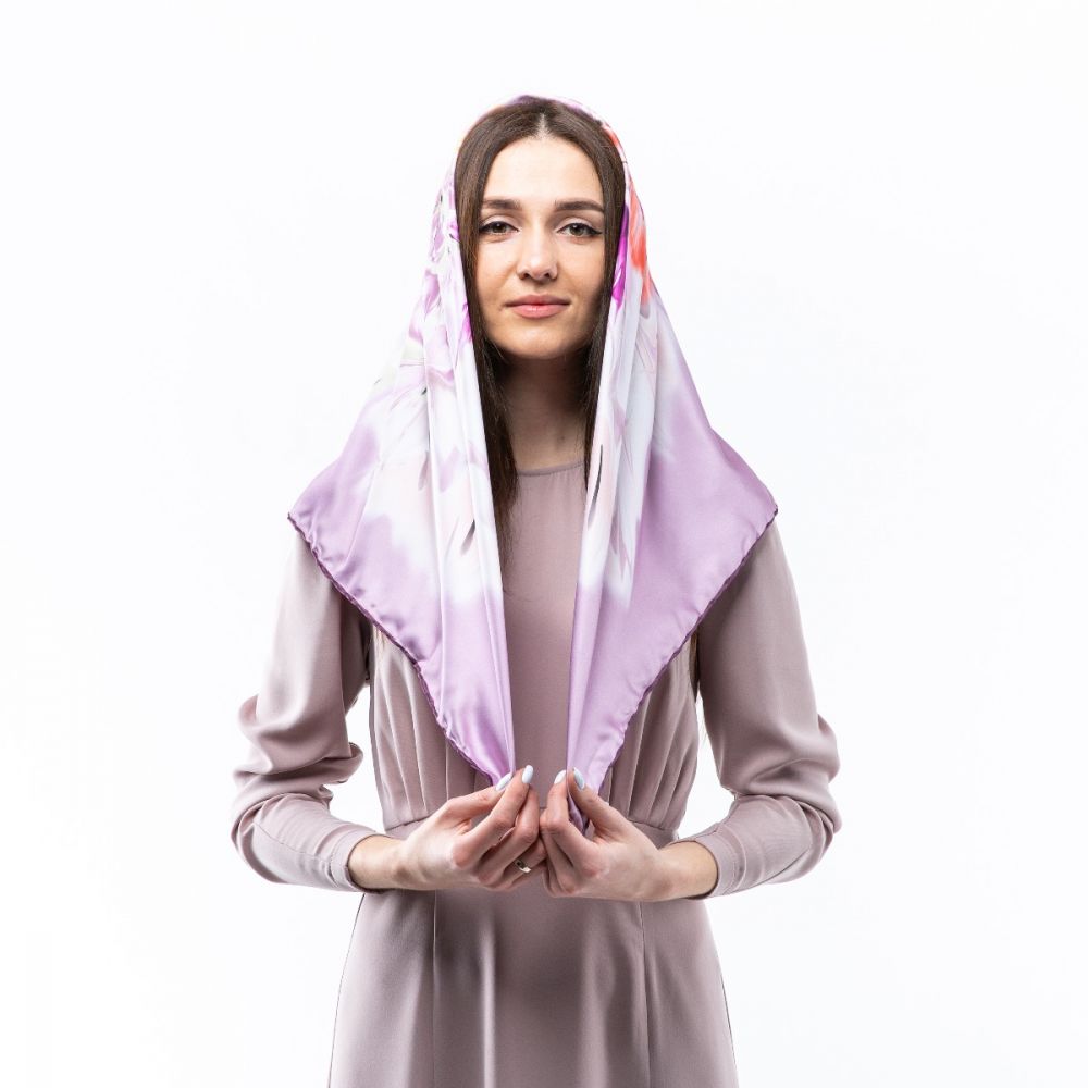 Атласна хустка. Модель: Н104 90х90см Туреччина