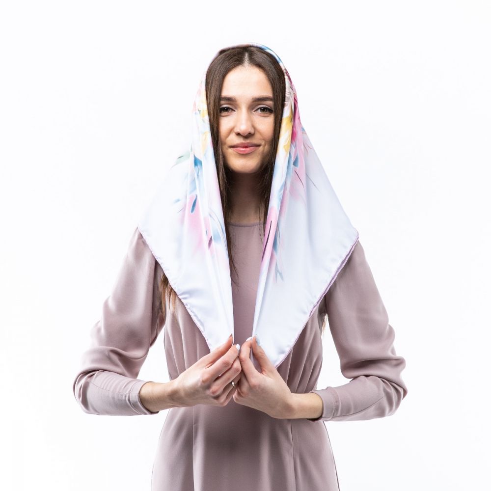 Атласна хустка. Модель: Н101 90х90см Туреччина