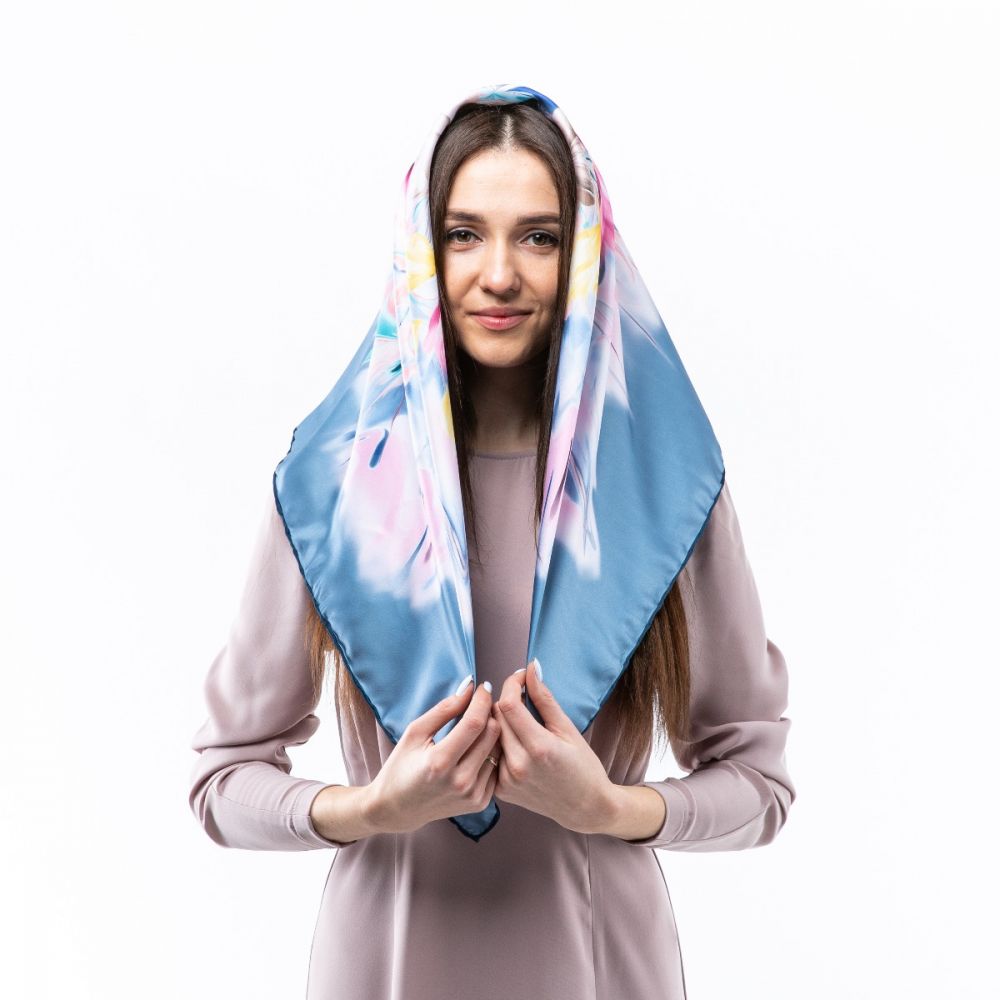 Атласна хустка. Модель: Н108 90х90см Туреччина