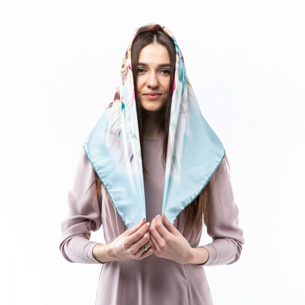 Атласна хустка. Модель: Н107 90х90см Туреччина