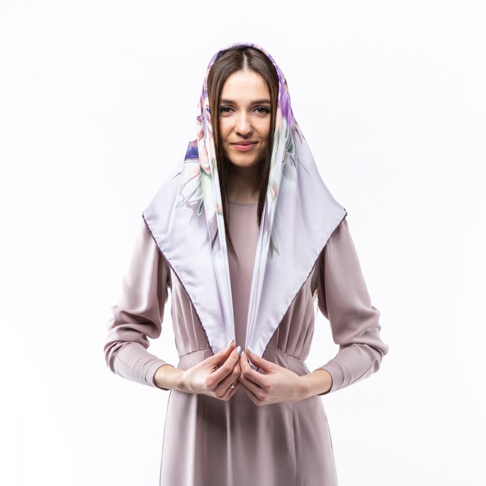 Атласна хустка. Модель: Н105 90х90см Туреччина