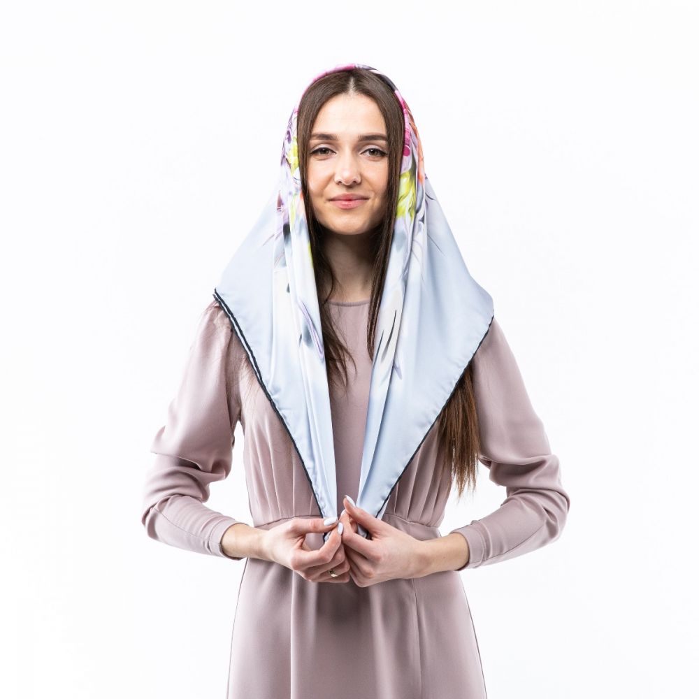 Атласна хустка. Модель: Н106 90х90см Туреччина