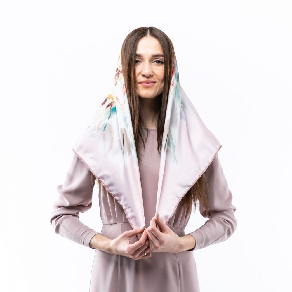 Атласна хустка. Модель: Н109 90х90см Туреччина