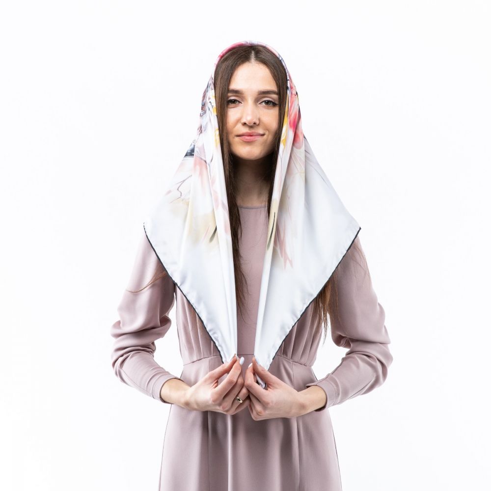 Атласна хустка. Модель: Н102 90х90см Туреччина