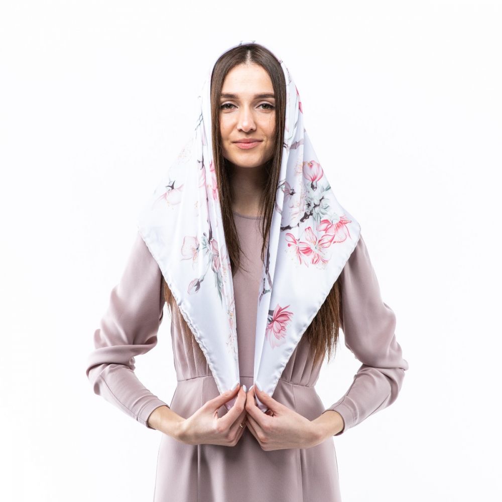 Атласна хустка. Модель: Н201 90х90см Туреччина