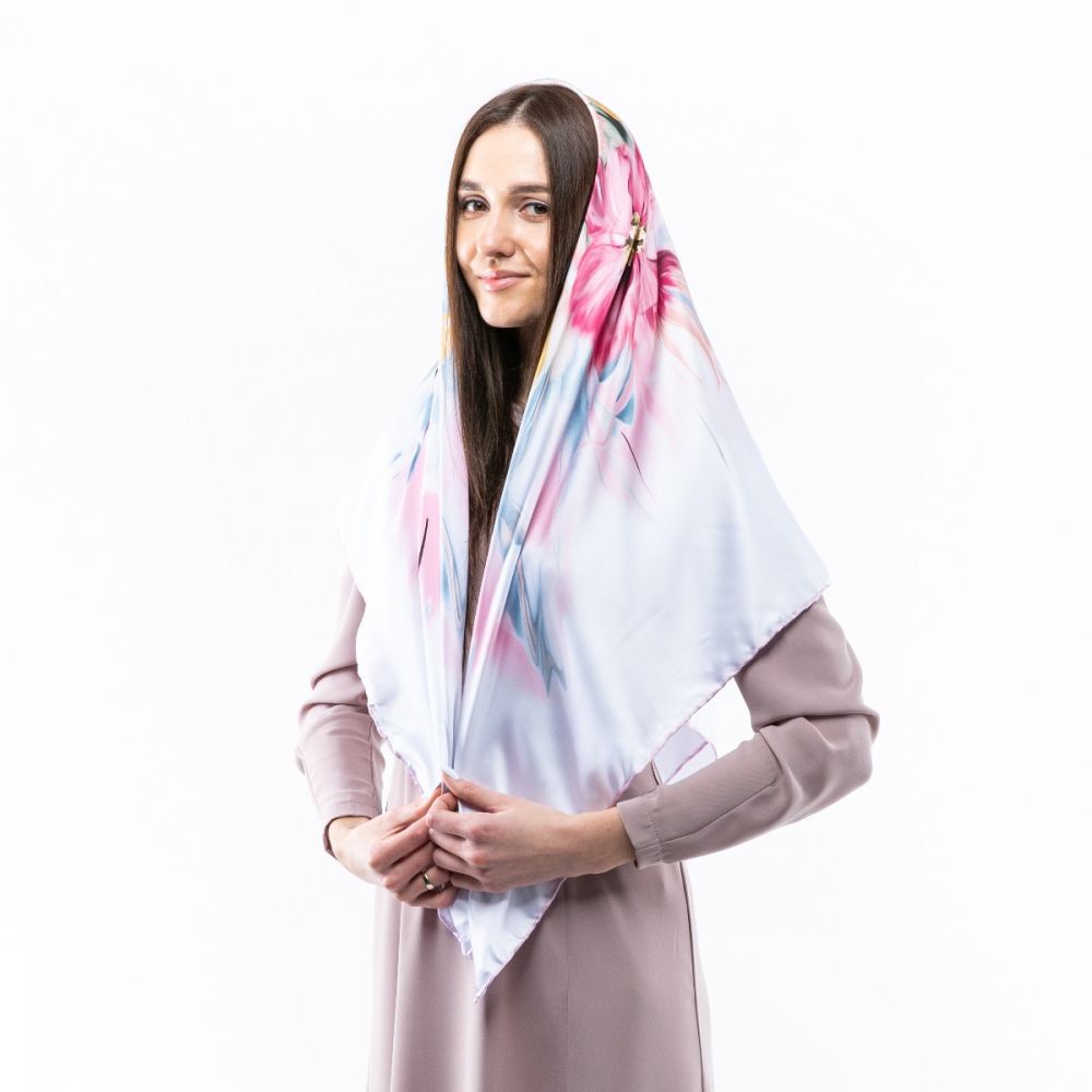 Атласна хустка. Модель: Н301 120х120см Туреччина