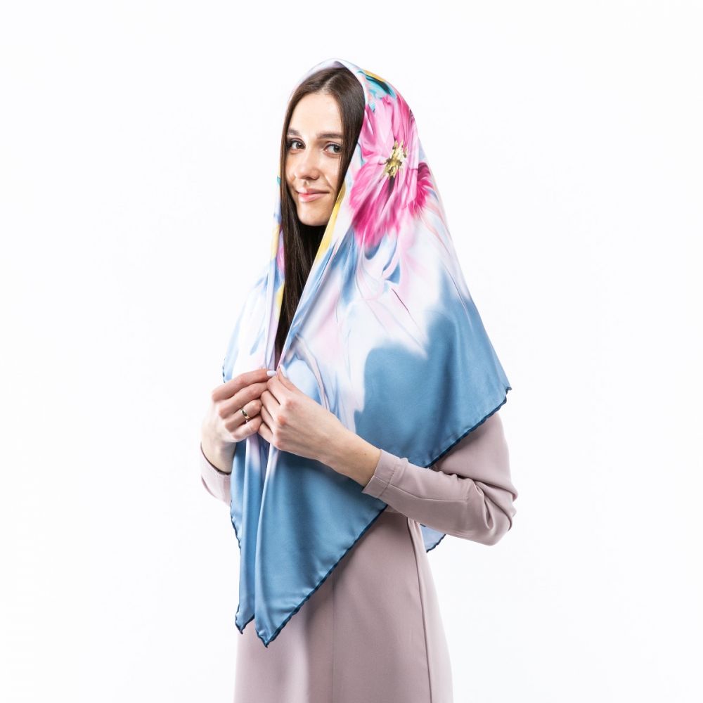 Атласна хустка. Модель: Н307 120х120см Туреччина