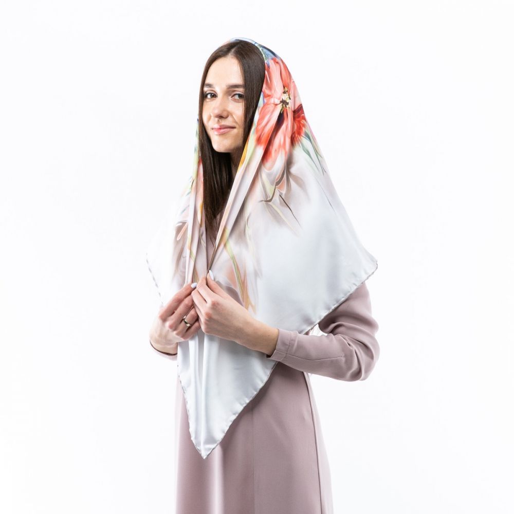 Атласна хустка. Модель: Н302 120х120см Туреччина