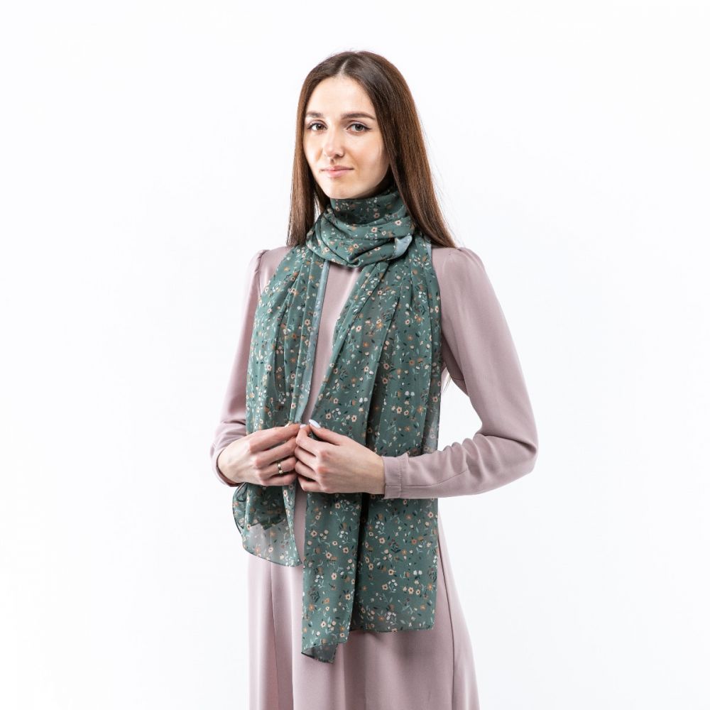 Шифоновий шарф з квітковим принтом. Код Ш2501 190х70см