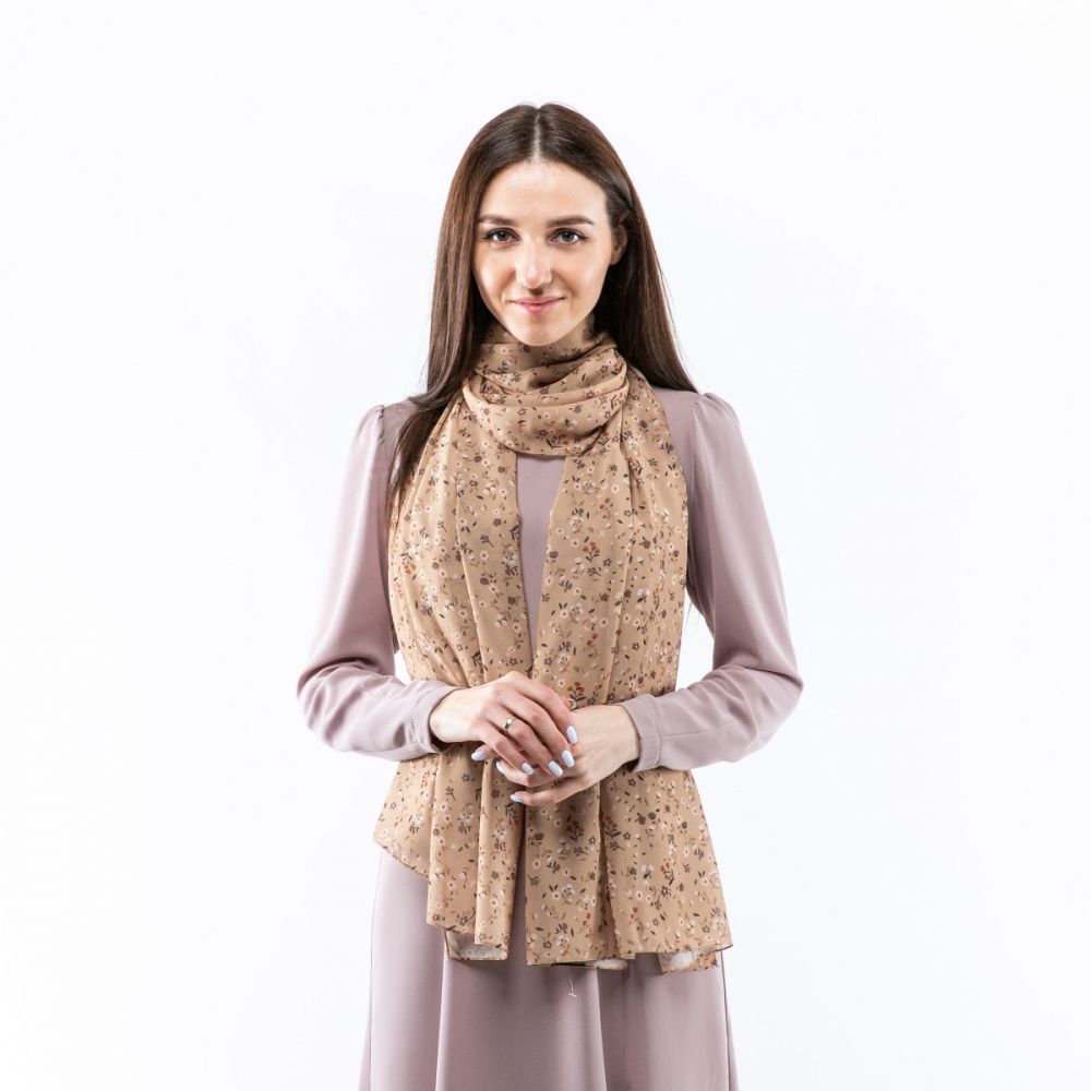 Шифоновий шарф з квітковим принтом. Код Ш2504 190х70см