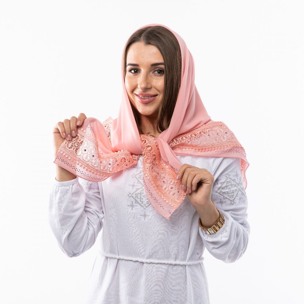 Шифонова хустка з камінцями. Код М107 90х90см