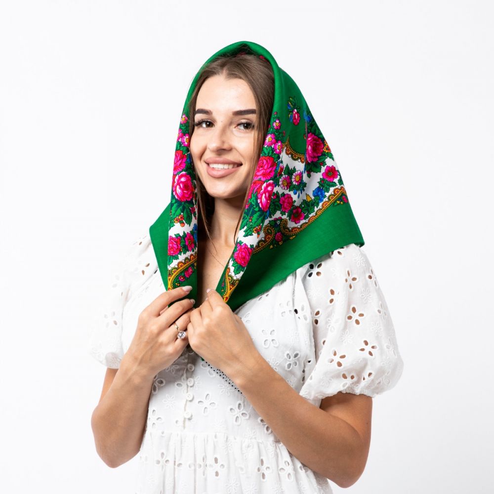 Японська вовняна хустка. Код А11604 75х75см