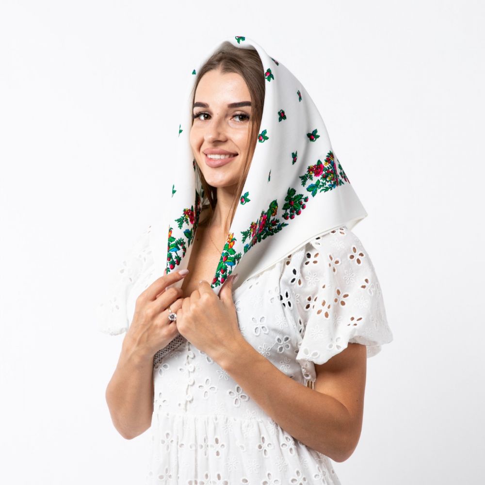 Японська вовняна хустка. Код A13202 75х75см